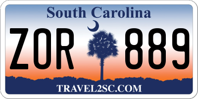 SC license plate ZOR889