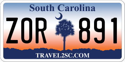 SC license plate ZOR891