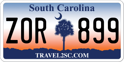 SC license plate ZOR899