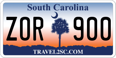 SC license plate ZOR900