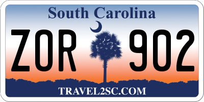 SC license plate ZOR902