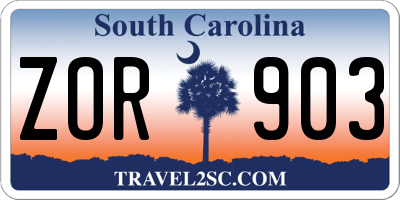 SC license plate ZOR903