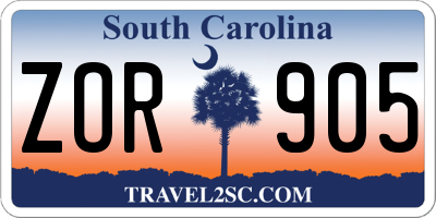 SC license plate ZOR905