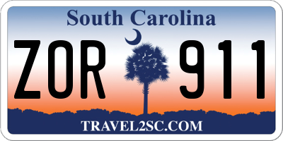 SC license plate ZOR911