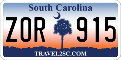 SC license plate ZOR915