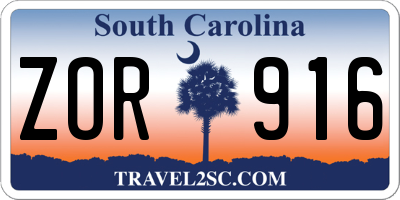SC license plate ZOR916