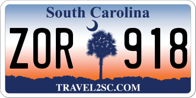 SC license plate ZOR918