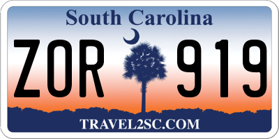 SC license plate ZOR919