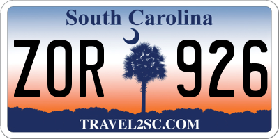 SC license plate ZOR926