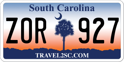 SC license plate ZOR927