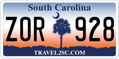 SC license plate ZOR928