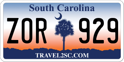 SC license plate ZOR929