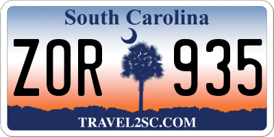 SC license plate ZOR935