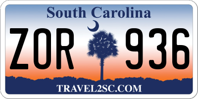 SC license plate ZOR936
