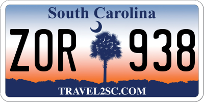 SC license plate ZOR938