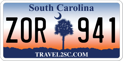 SC license plate ZOR941