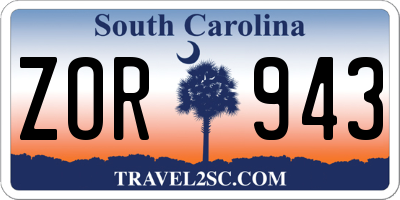 SC license plate ZOR943