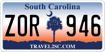 SC license plate ZOR946