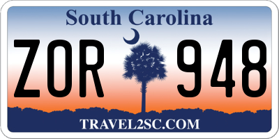 SC license plate ZOR948