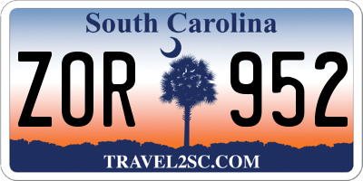 SC license plate ZOR952