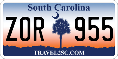 SC license plate ZOR955