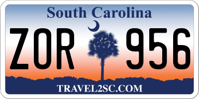 SC license plate ZOR956
