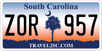 SC license plate ZOR957