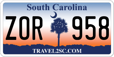 SC license plate ZOR958