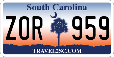 SC license plate ZOR959