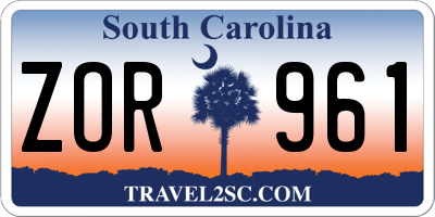 SC license plate ZOR961