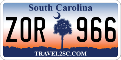 SC license plate ZOR966