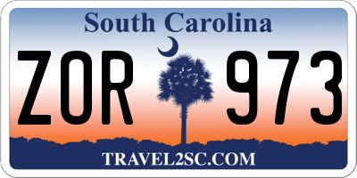 SC license plate ZOR973