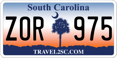 SC license plate ZOR975