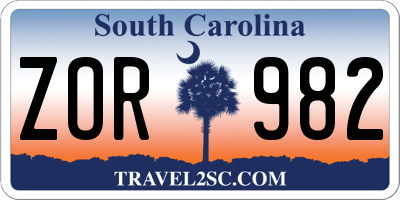 SC license plate ZOR982