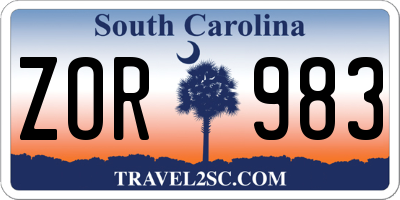 SC license plate ZOR983