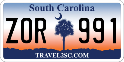 SC license plate ZOR991