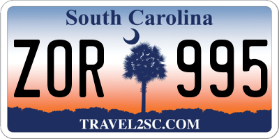 SC license plate ZOR995