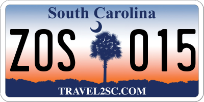 SC license plate ZOS015