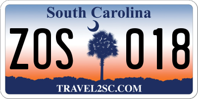SC license plate ZOS018