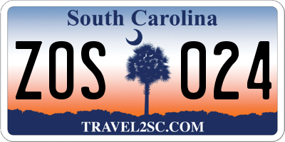 SC license plate ZOS024