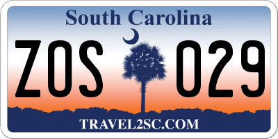 SC license plate ZOS029