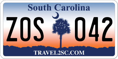 SC license plate ZOS042