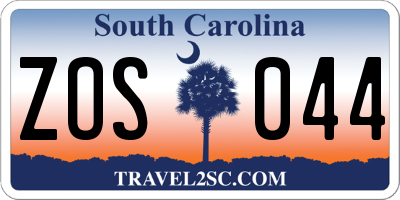 SC license plate ZOS044