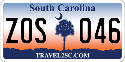 SC license plate ZOS046