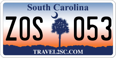 SC license plate ZOS053