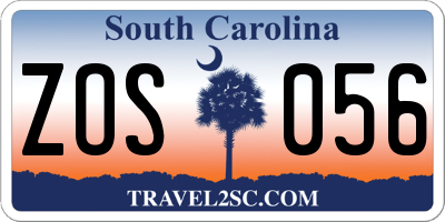 SC license plate ZOS056