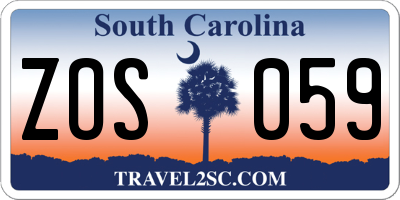 SC license plate ZOS059