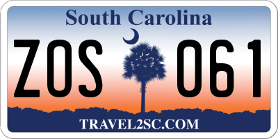 SC license plate ZOS061