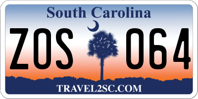 SC license plate ZOS064
