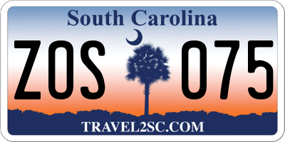 SC license plate ZOS075